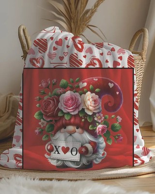 XOXO Gnome Valentine Printed Blanket Cute Whimsical Decor