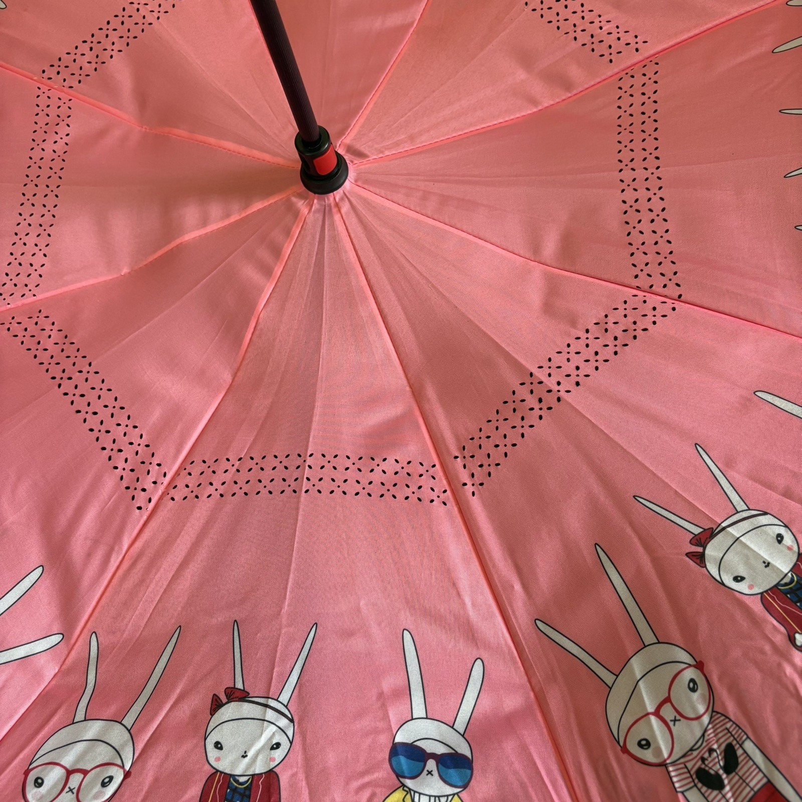 Rare FIFI LAPIN Bunny Rabbit Inverted Reverse Umbrella, C Handle 48” image 4