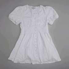 LOFT Smocked Waist Midi Dress 12 Tiered White Romantic Feminine Boho Cottagecore