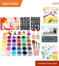 Kids Glitter Tattoo Set 31 Colors 165 Stencils Waterproof Fun Gift for Parties