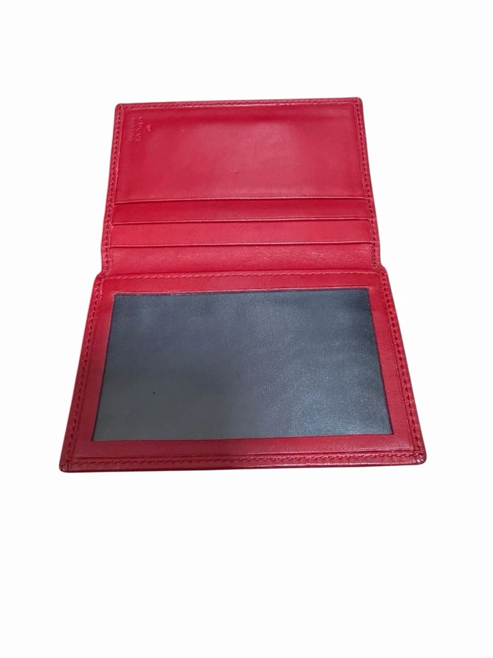 Portatarjetas Gucci GG Marmont con soporte de identificación trasero transparente - Forro de cuero rojo Foto 4 de 4