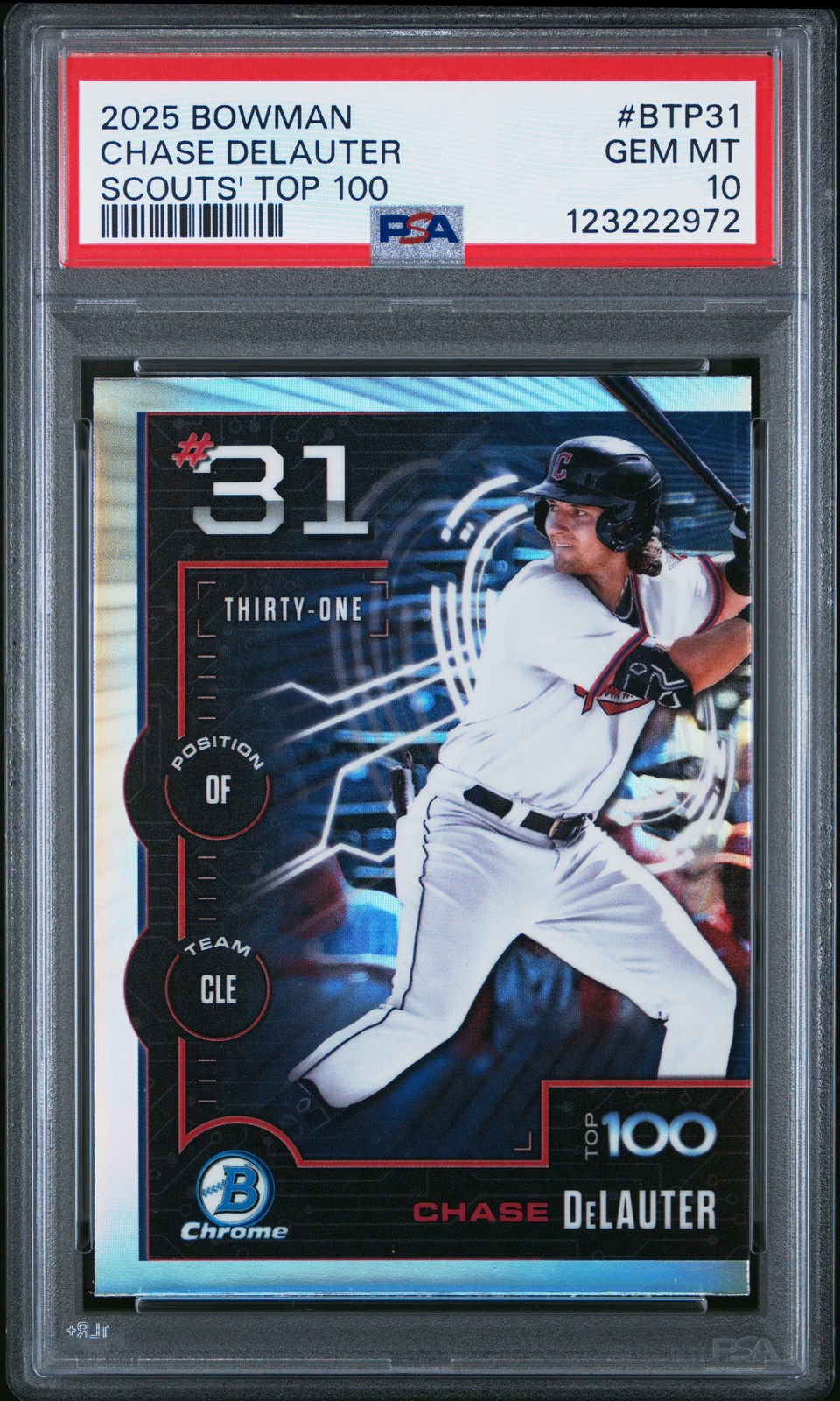 2025 Bowman - Bowman Scouts Top 100 Chrome Chase Delauter #BTP-31 (RC)