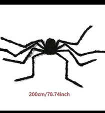 Giant Black Plush Spider Halloween Decoration 200cm Horror Haunted House... WWW