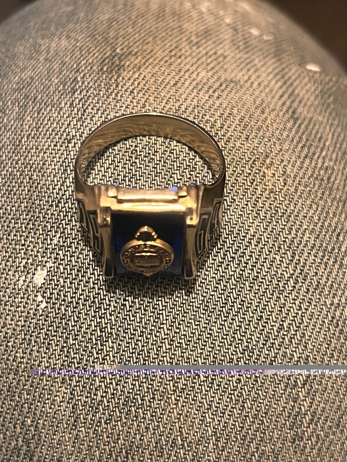 Men's Class Ring Blue Gold Rectangular School Met… - image 3