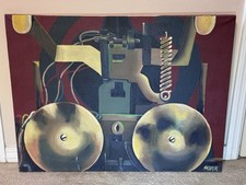 1930s Rare Find Snyder Oil On Canvas Industrial Wind Telephone Guts