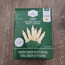 Holiday Time - 100 Warm White Mini LED Lights Green Wire Christmas Energy Saving