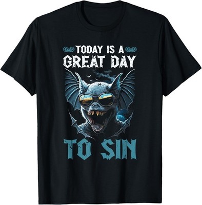 Goth Bat, Great Day to Sin, Gothic Emo Vampire Goth T-Shirt