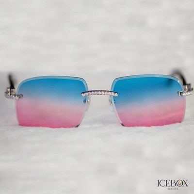 Iced Out Moissanite Diamond Glasses, Two Tone Hip Hop Rapper Glasses