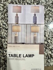 uSumkky AMZ-T1114 Table Lamp Set of 2 White/Gold Drum Shade Pull Chain