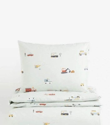 NWT H&M Home Kids Duvet Cover Set TRUCKS