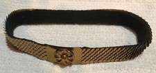 Vintage Gold Tone Metal Elastic Stretch Belt Floral Buckle Womens 19  -34  