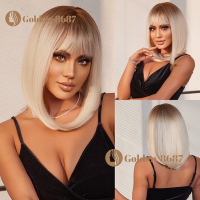 Platinum Blonde Bob Short Bob Wigs Uk US Ombre Platinum Blonde Bob