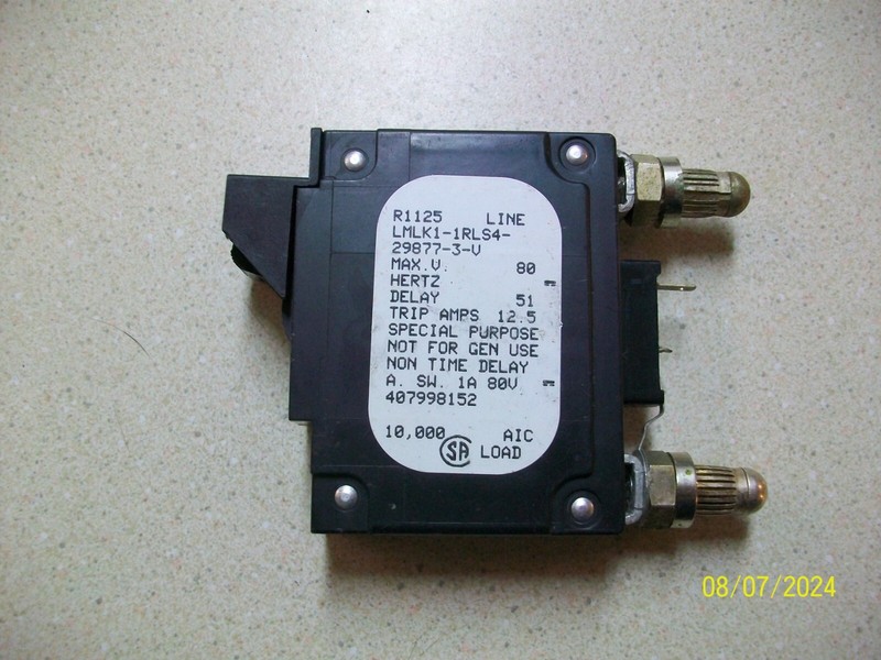 AIRPAX LMLK1-1RLS4-29877-3-V 10A 80VDC Bullet Circuit Breaker - Used Working