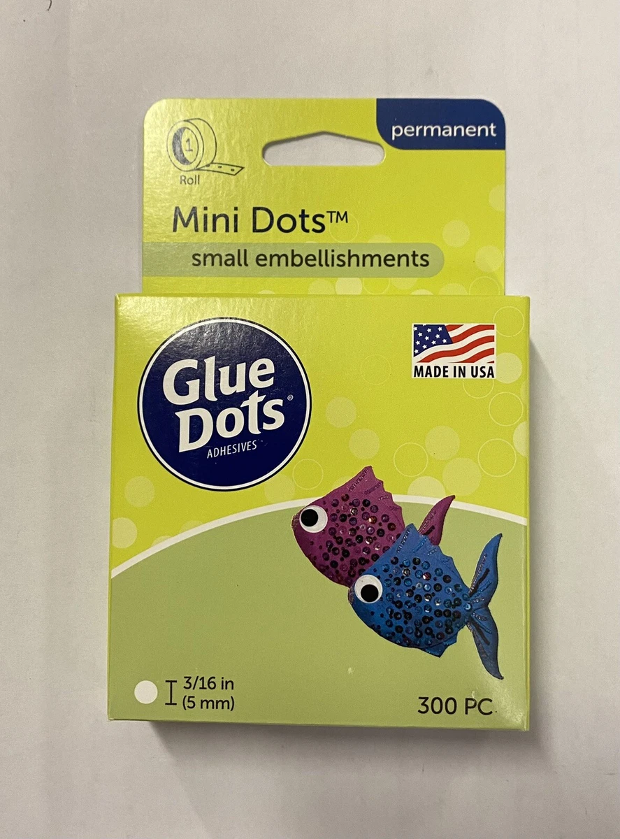 Glue Dots Adhesive Roll Mini Permanent Sticky Dots, 3/16-inch, Clear 300