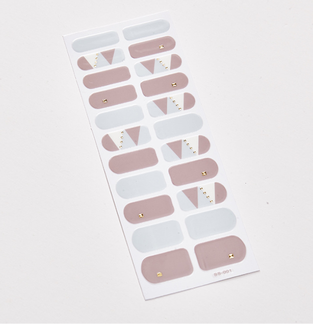 Mint Green & Grey Geometric Nail Polish Strips 22ct Manicure Art-image