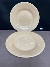 Pottery Barn "SAUSALITO" Pale Yellow ~ Set of 2 ~ Dinner Plates ~ 12 3/8"