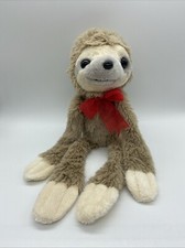 Dan Dee Sloth Plush Stuffed Animal Brown Cream Red Bow KV936845-C 12 Inch
