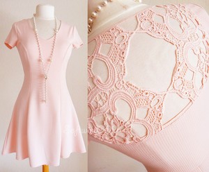 blush pink fit and flare dress