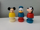 Vintage Little People Lot of 3 Disney Donald Mickey Mouse Goofy 1970s Figures