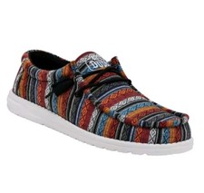 Men Sz 13 Hey Dude Wally Serape Red Orange Black Casual Walking Slip On Shoes