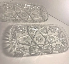 Sale 2 Vtg Anchor Hocking Early American Precut 12" W Rectangular Star Of David