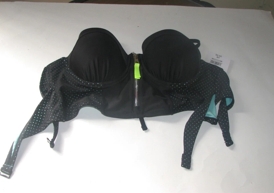 Nuevo OP Negro con Lunares Azules y Cremallera en la Parte Superior Talla Mediana Inferior Grande Foto 3 de 4