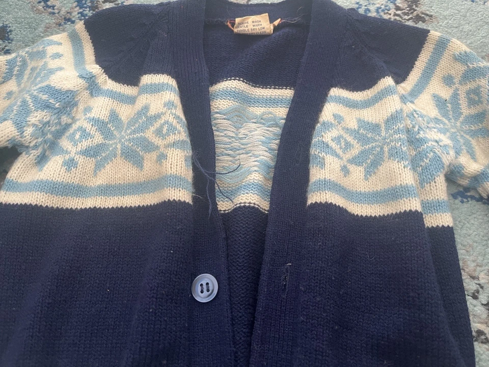 Cárdigan Suéter Vintage Invierno Copo de Nieve Patrón Deportivo Foto 2 de 4