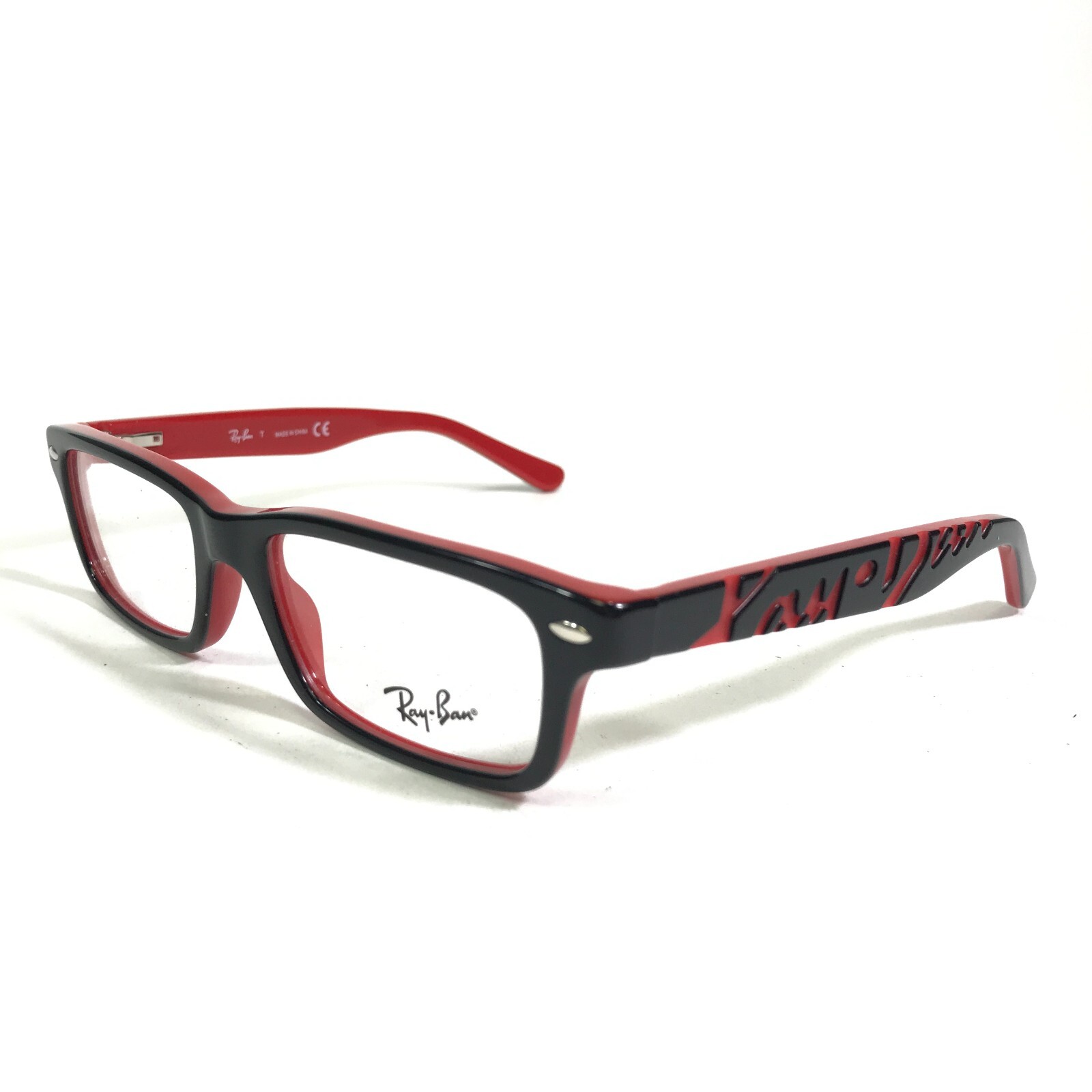 Ray-Ban Kids Eyeglasses Frames RB1535 3573 Black Red Rectangular 48-16-130