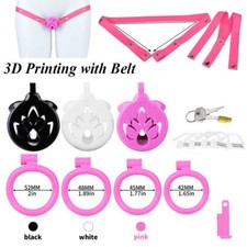 Resin Male Chastity Device Inverted Cage For Men Locking Belt With Belt  4Rings