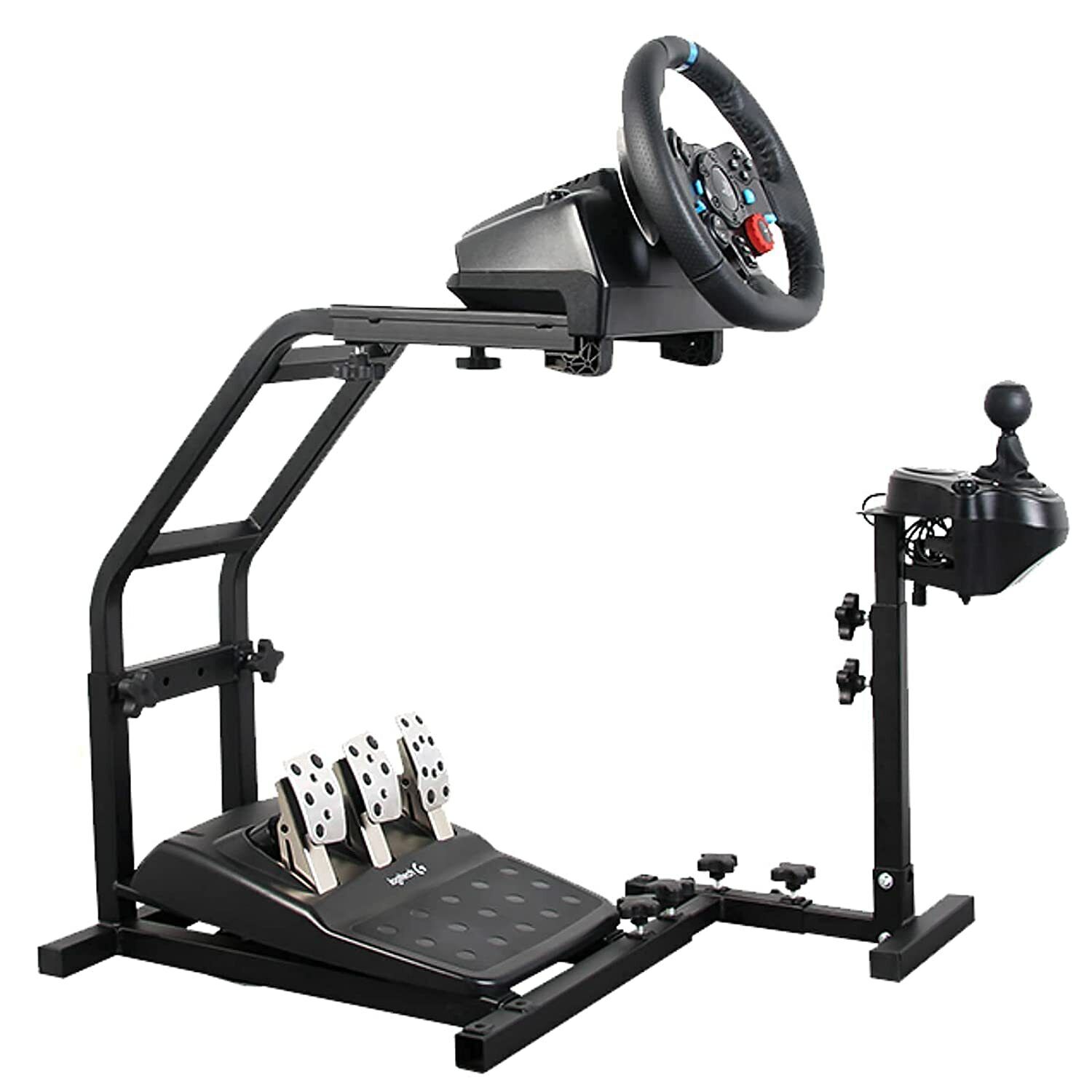 Hottoby G29 Driving Simulator Cockpit Racing Wheel Stand for Logitech G25 G27 G920 Gaming Fame Racing Wheel Shifter Pedals Seat Not Included