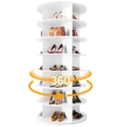 Rotating Shoe Rack Tower 7 Tier Organizer, Revolving 360 White Shoe Rack Storage