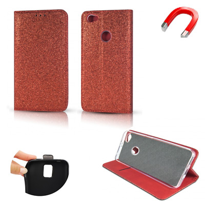 Book Case Brokat Glitzer Bling Schutzhülle Hülle Cover Für Huawei NOVA 3 Rot