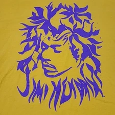 Jimi Hendrix Shirt Mens 2XL Yellow T Shirt Graphic Print Cotton Music  XXL 