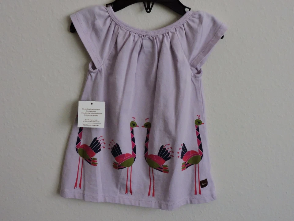 Tea Collection Baby Dress Ostriches 3M - 6M Infant Girl Light Purple Spring New - Image 4 of 4