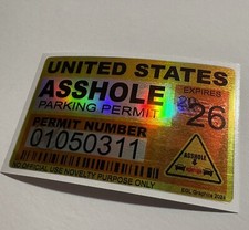 Ahole Parking Permit Decal Funny Jdm Single Joke Cooler Ashole Butt Holographic