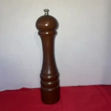 Vintage Chef Specialties Wood 11" Black Pepper Grinder Stainless Steel Gears