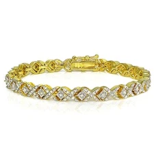 18K Gold Finish Natural Miracle Sets X Tennis Bracelet Lab Diamond on Brass
