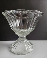 Nice Vintage 12" Anchor Hocking Colonial Clear Glass Punch Bowl & Pedestal Stand