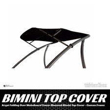 Krypt Folding Over Wakeboard Tower Mounted Bimini Top Cover - Canvas Frame