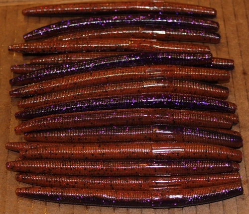 5" Stick Senko Style PB&J 50 count bag bulk Bass Worms Peanut Butter and Jelly