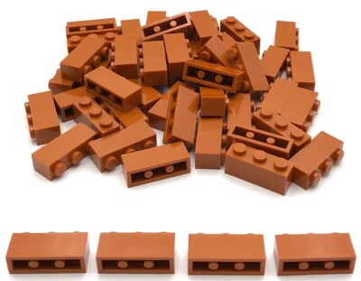 Lego 50 New Dark Orange Bricks Building Blocks 1 x 3 Parts