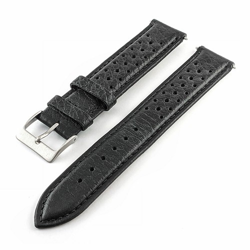 Perforated Leather Watch Strap Rally Racing 18 19 20 21 22 mm