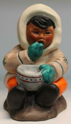 Goebel Eskimo Tuckichuk Child Eating from a Bowl TUC 3  TMK4 4 1/4'' Tall