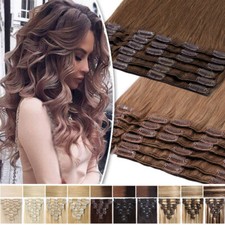 200G EXTRA DICK Clip In Remy Echthaar Extensions Doppelt Tressen Haarteile Braun