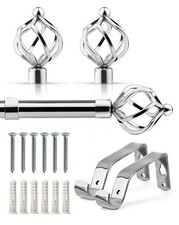 Extendable Curtain Poles with End Finials - 1.2m-2.1m/1.6m-3m Bird Cage