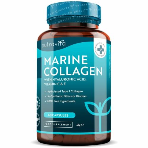 Collagène marin 1000 mg + acide hyaluronique Vit C & E - 1 mois - articulations os de la peau - Photo 1 sur 6