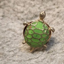 Turtle Pin With Green Enamel Shell