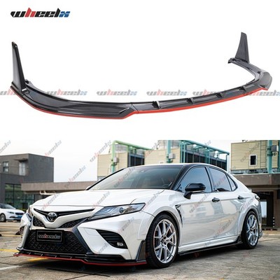 For 2018-20 Camry SE XSE 8th Red Line Style Carbon Front Bumper Lip Winglet Kit