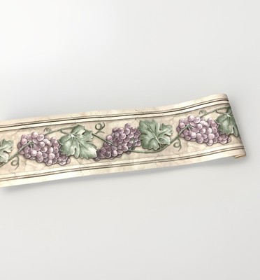 Tuscan Tuscany Stone Ledge Purple Grape Vine Wall Wallpaper Border Roll 8.5'' W