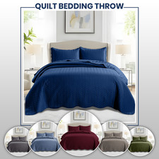 Quilt Bedspread with Pillow Shams Soft Comforter Coverlet Throw Twin Queen King